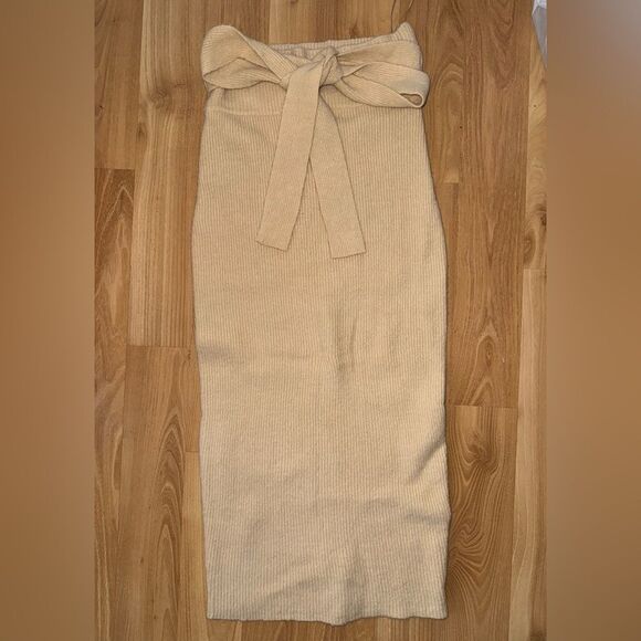 JLUXLABEL Beige Pencil Midi Skirt - Picture 1 of 7